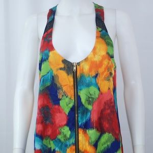 NWT Bright Floral Zipper Dress Sz L